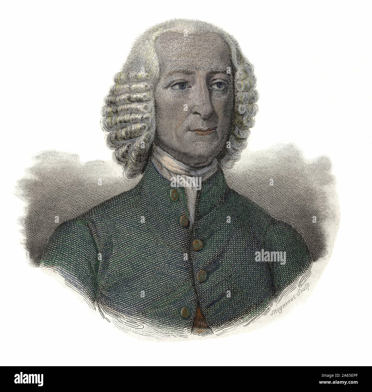 Portrait de John Fothergill (1712-1780), medecin anglais. in "Ritratti des Hommes Utiles', 1833-1836. Foto Stock