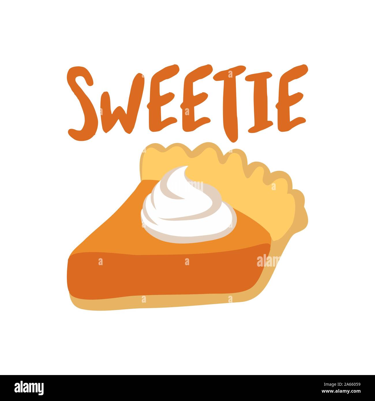 Sweetie (torta di zucca) - disegnata a mano illustrazione vettoriale. Colore di autunno poster. Buon per il rottame prenotazione, poster, biglietti di auguri, banner e tessuti, doni Illustrazione Vettoriale