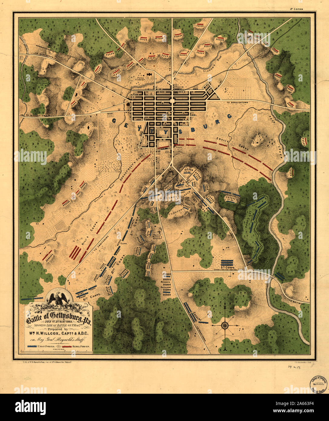 Mappa di battaglia di gettysburg immagini e fotografie stock ad alta