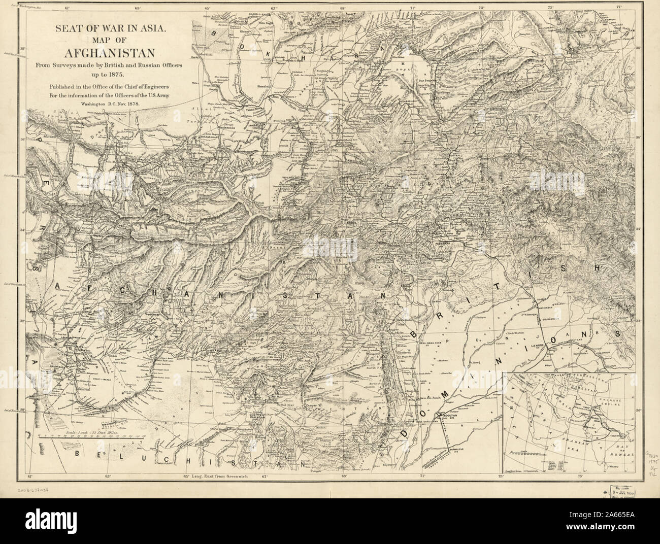 Sede della guerra in Asia Mappa di Afghanistan Foto Stock