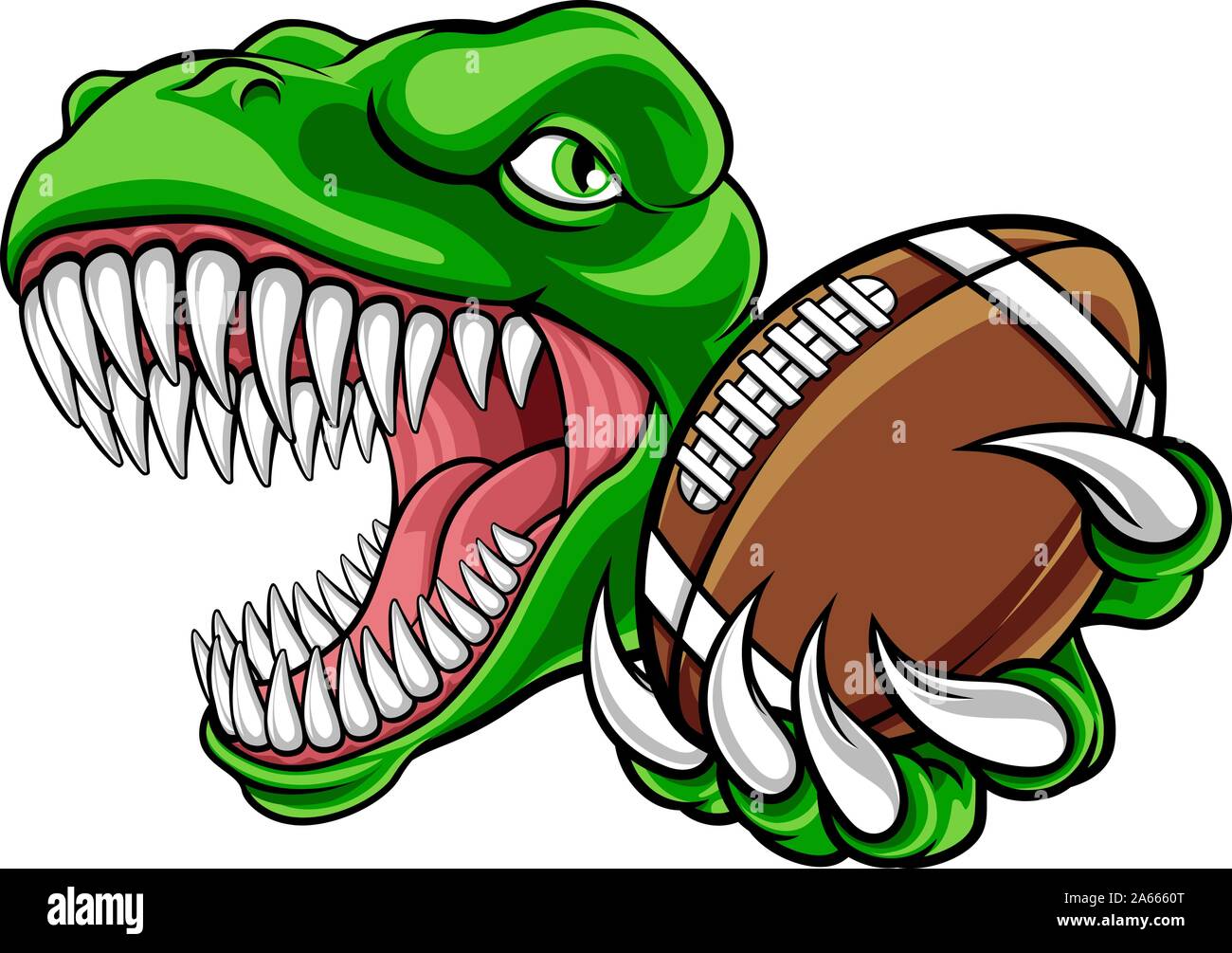 Dinosauro Football Americano Sport Animali mascotte Illustrazione Vettoriale