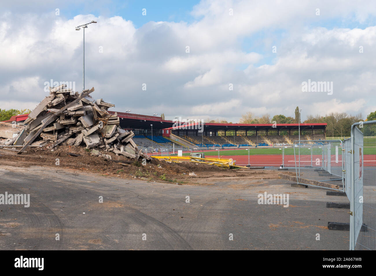 Il Alexander Stadio Sportivo in Perry Barr, Birmingham viene riproposto in preparazione per i Giochi del Commonwealth nel 2022 che si terrà a Birmingham Foto Stock