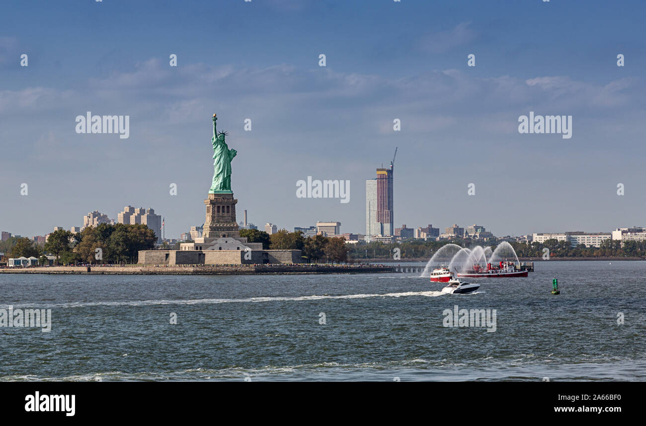 Statua della Libertà visto da Staten Island Ferry Foto Stock