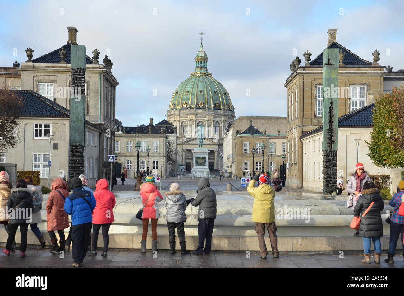 Il Palazzo di Amalienborg e Frederikskirke, Copenaghen Foto Stock