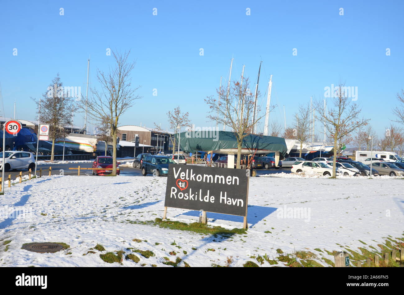 Benvenuti al Porto di Roskilde Foto Stock