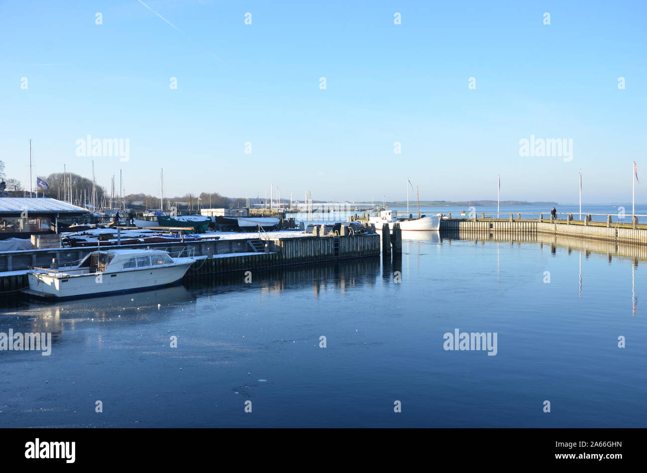 Roskilde Harbour in inverno Foto Stock