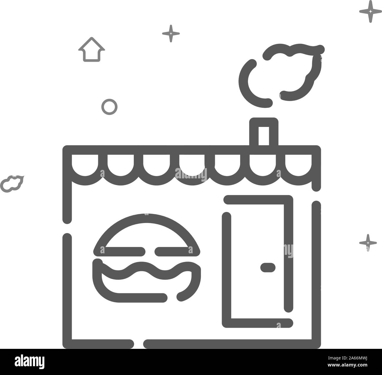 Il Bistro, snack bar vettore semplice icona linea. Fast food simbolo di stallo, pittogramma, segno. Sfondo chiaro. Corsa modificabile. Regolare il peso della linea. Illustrazione Vettoriale