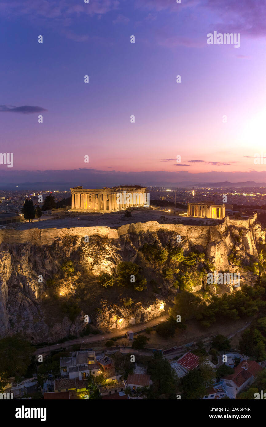 La Grecia, Atene, vista aerea del Partenone Foto Stock
