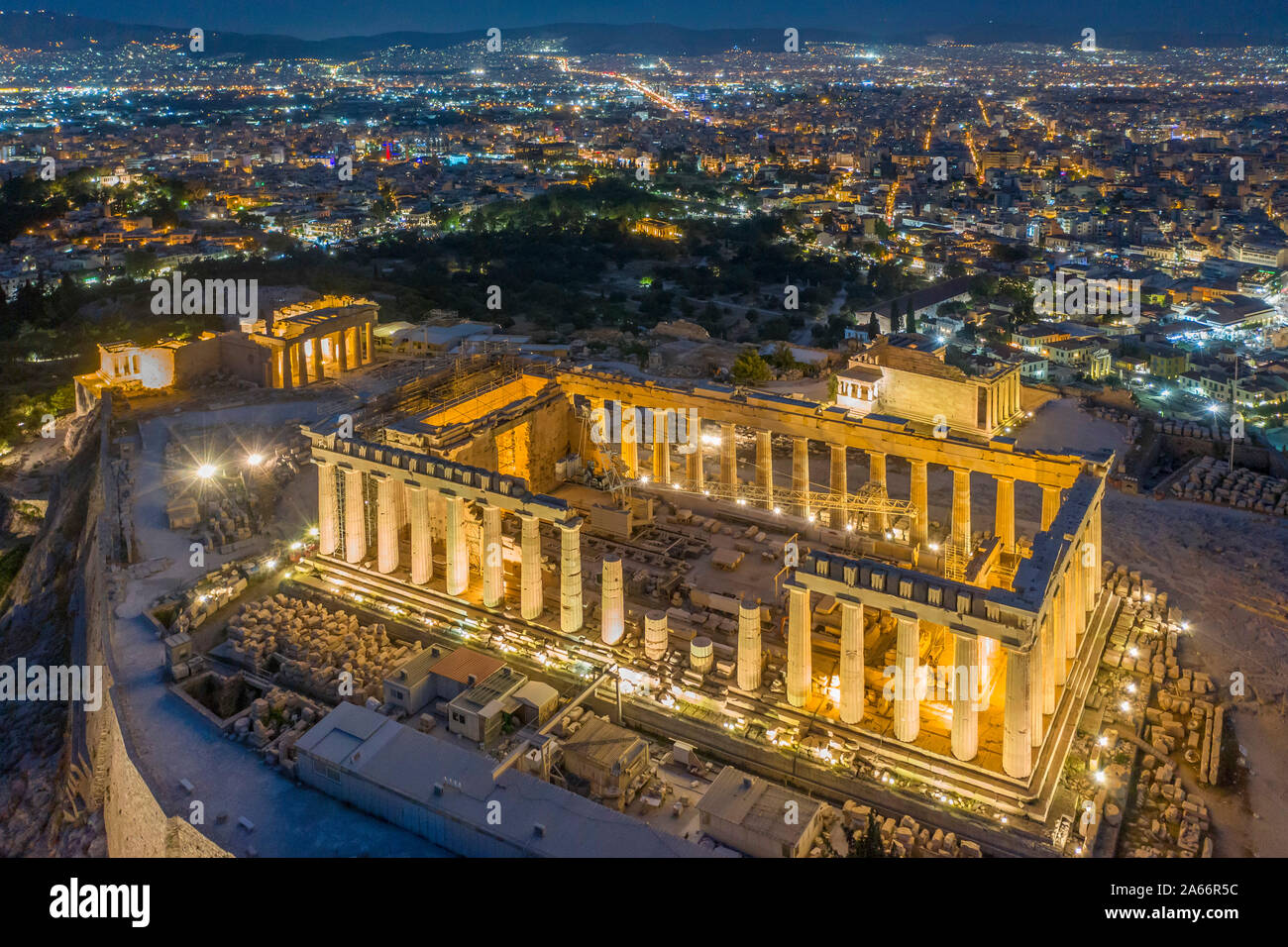 La Grecia, Atene, vista aerea del Partenone Foto Stock
