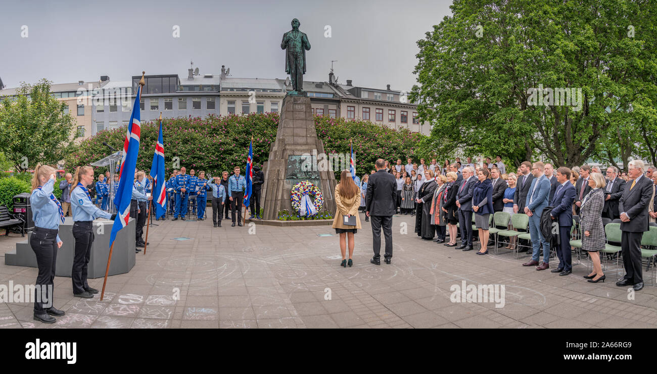 Celebrando Giugno 17th, Islanda giorno dell indipendenza, Reykjavik, Islanda Foto Stock