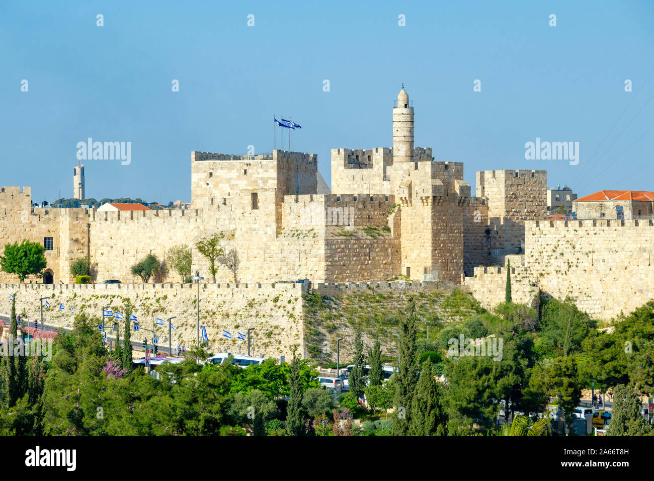Torre di Davide (Gerusalemme Cittadella) nella Città Vecchia di Gerusalemme, Israele. Foto Stock