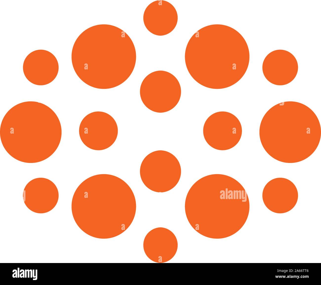 Abstract logo ovale da cerchi. Logotipo della società tempate. Solare simbolo inusuale. Vettore di puntini badge su sfondo bianco. Illustrazione Vettoriale