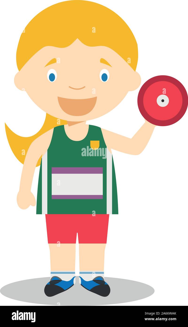 Sport cartoon illustrazioni vettoriali: Discus Throw (femmina) Illustrazione Vettoriale
