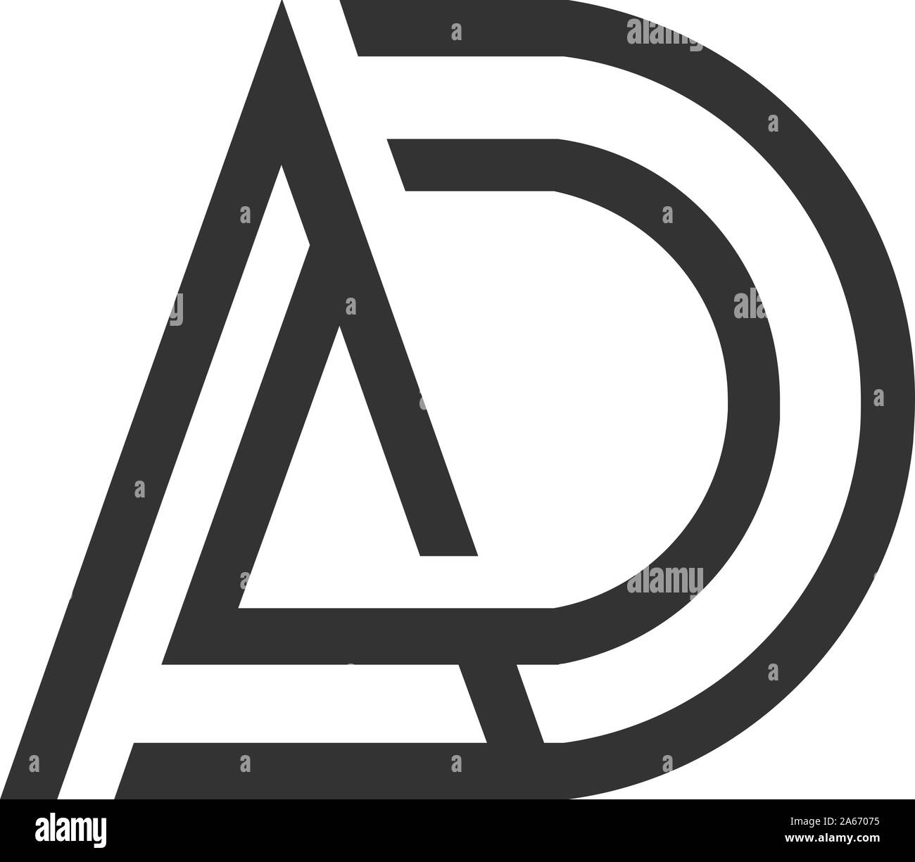 Elementi del modello di disegno lineare del logo ad della lettera iniziale. Lettera pubblicitaria semplice e pulito design piatto Illustrazione Vettoriale