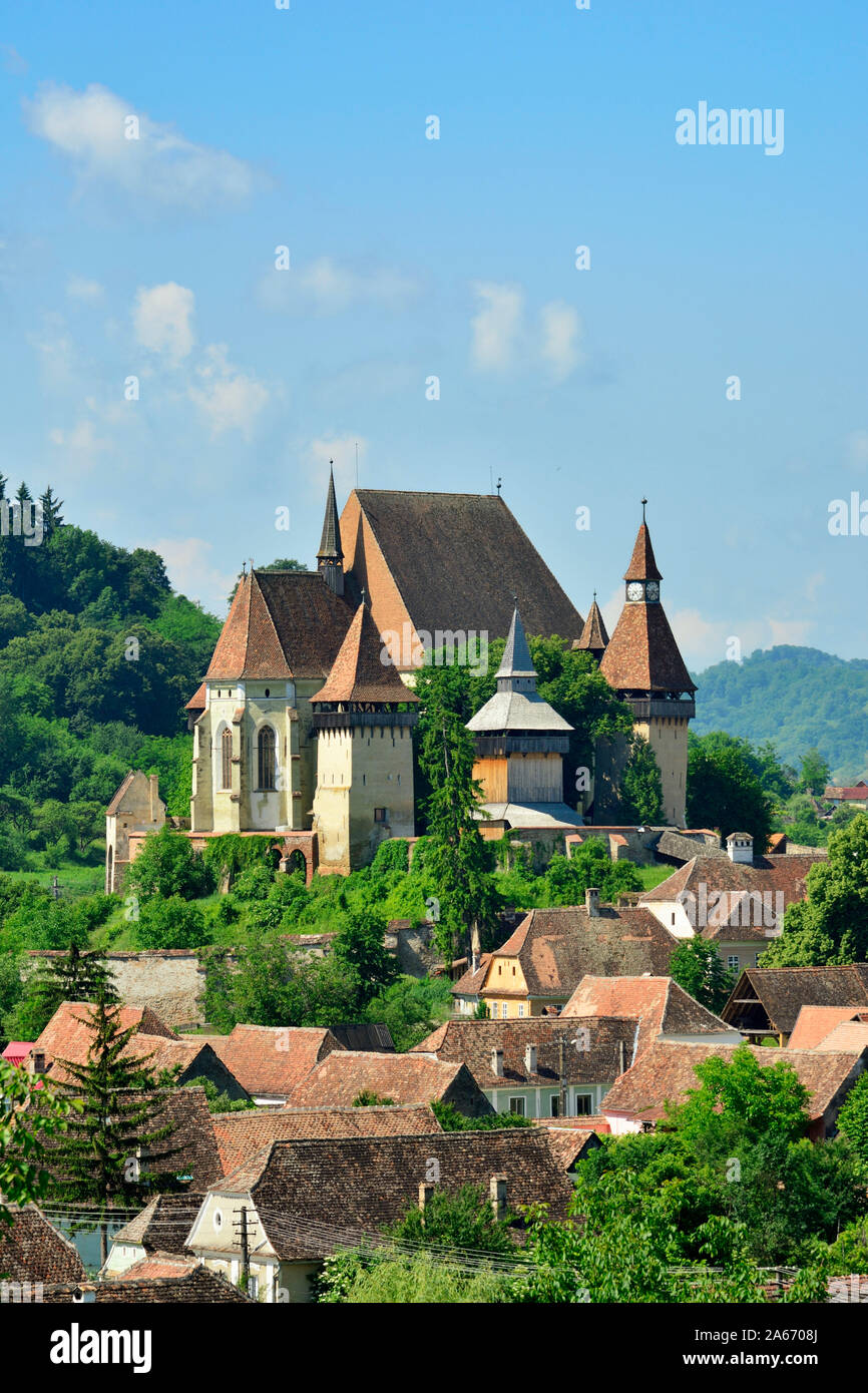 La chiesa fortificata di Biertan, un villaggio sassone in Transilvania. Un sito Patrimonio Mondiale dell'Unesco. La Contea di Sibiu, Transilvania. La Romania Foto Stock