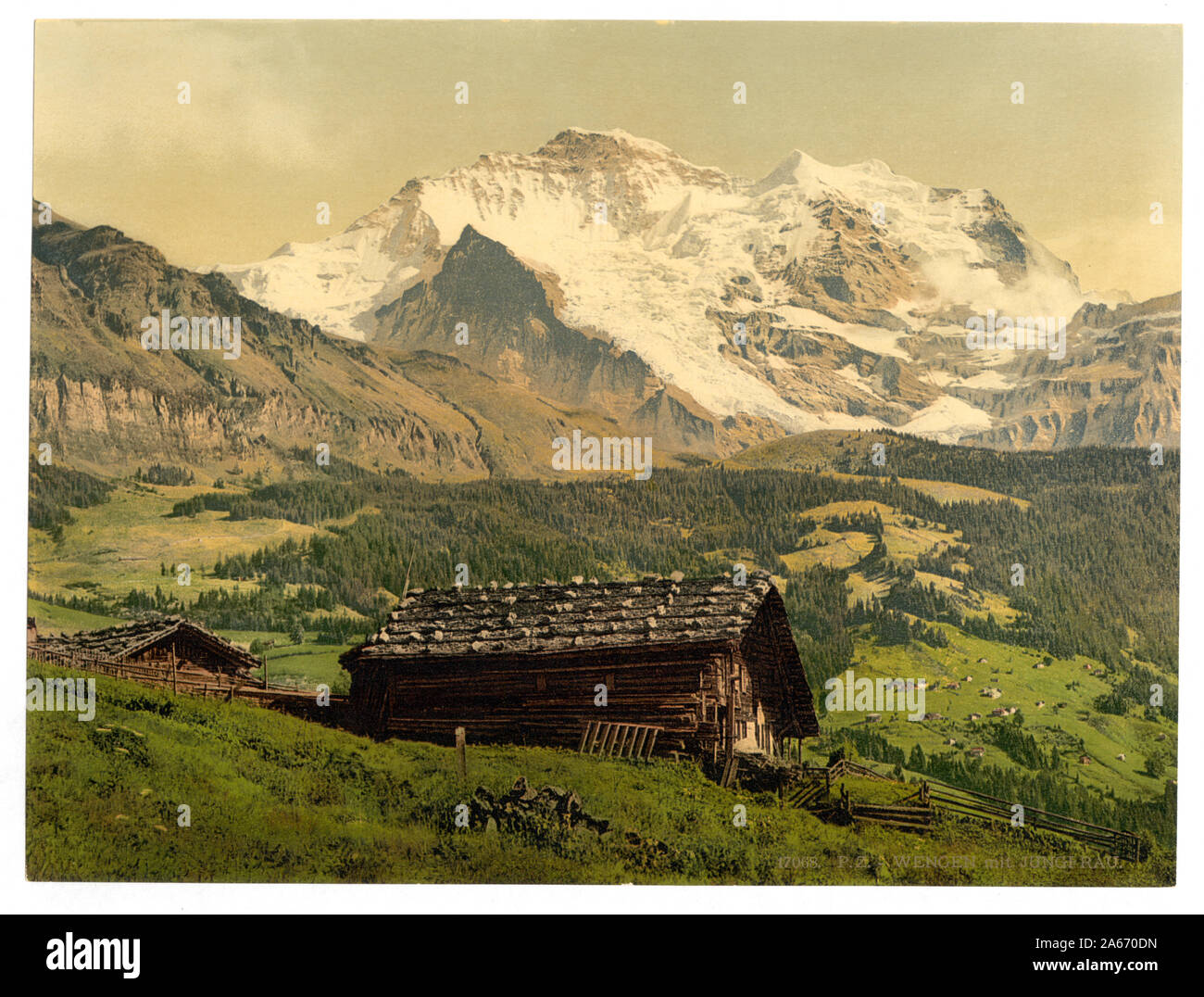Wengen e Jungfrau, Oberland bernese, Svizzera; stampa n. 17068.; fa parte di: Viste della Svizzera nella stampa Photochrom collection.; titolo ideato dal personale della biblioteca.; Foto Stock