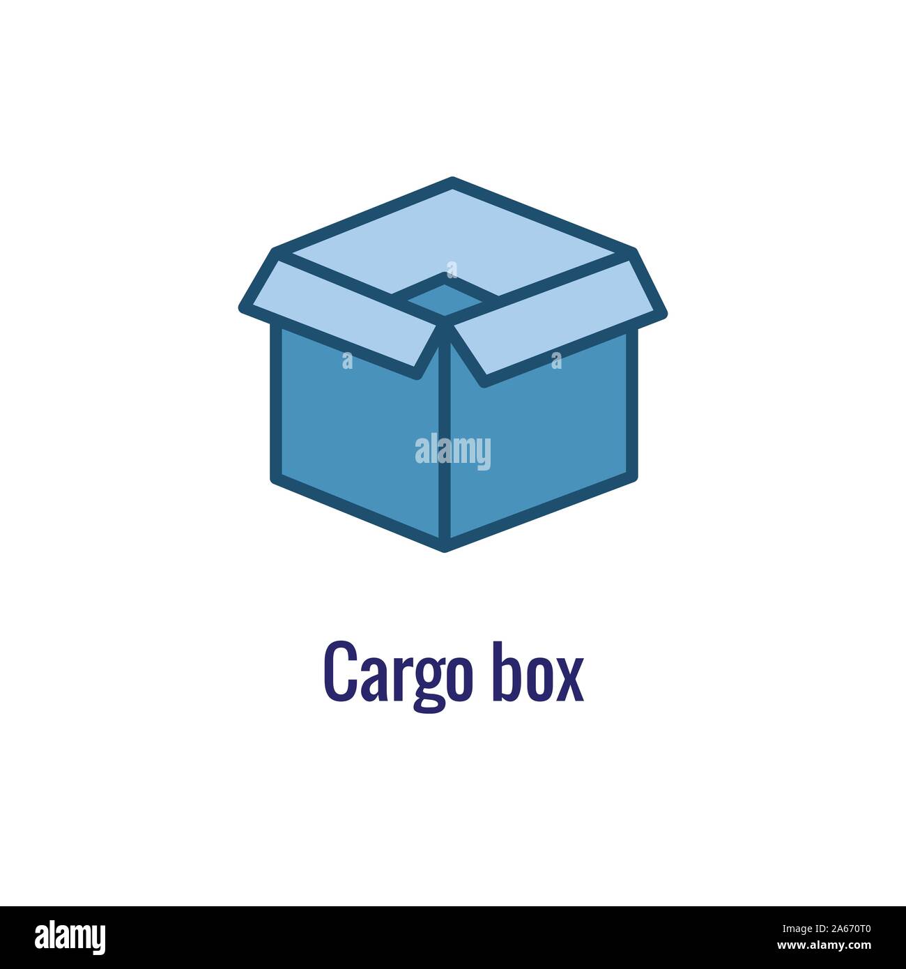 Icona di logistica w aprire scatola di spedizione e lati ripiegati Illustrazione Vettoriale