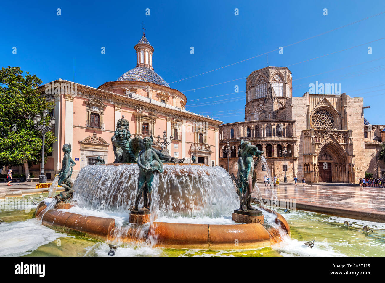 Plaza de la Virgen di Valencia, Comunidad Valenciana, Spagna Foto Stock