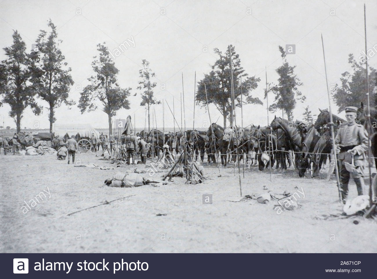 WW1 tedesco ulani con lance, vintage fotografia dal 1914 Foto Stock