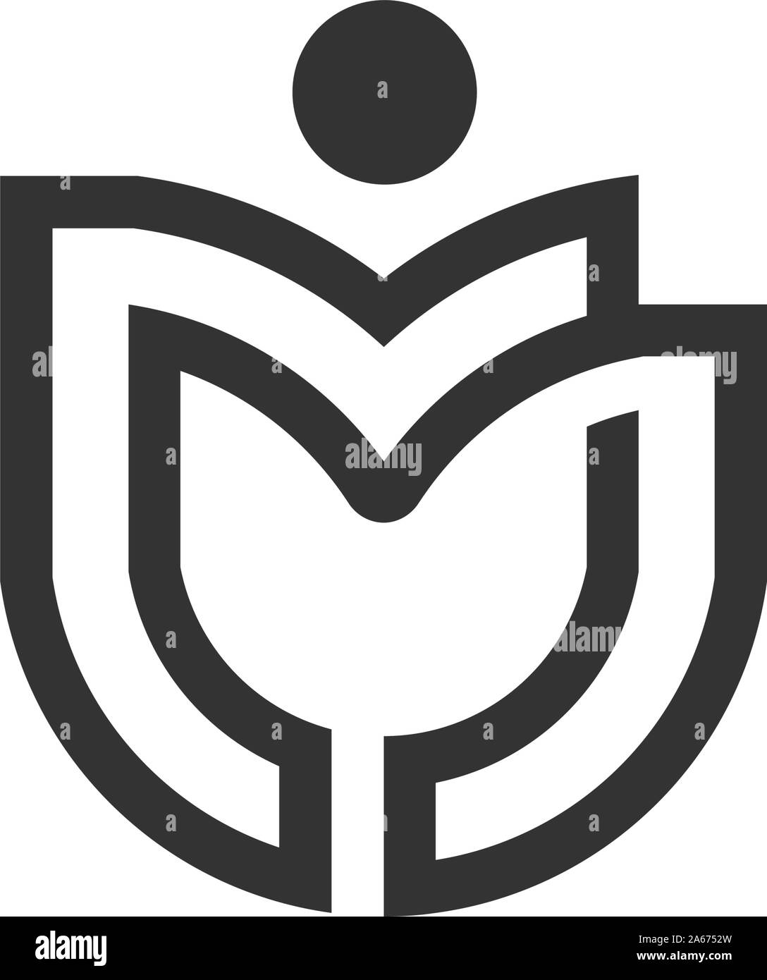 Cuore doppio, logo twin love logo,due cuori incrociati logo. Semplice amore linee logo romantico Illustrazione Vettoriale