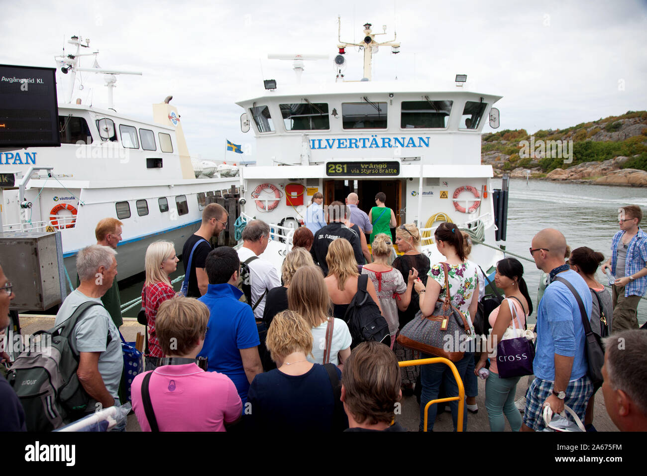 L'arcipelago di Göteborg. Le persone sulla loro via di uscita in barca 'Silvertärnan' da Saltholmen.Photo Jeppe Gustafsson Foto Stock