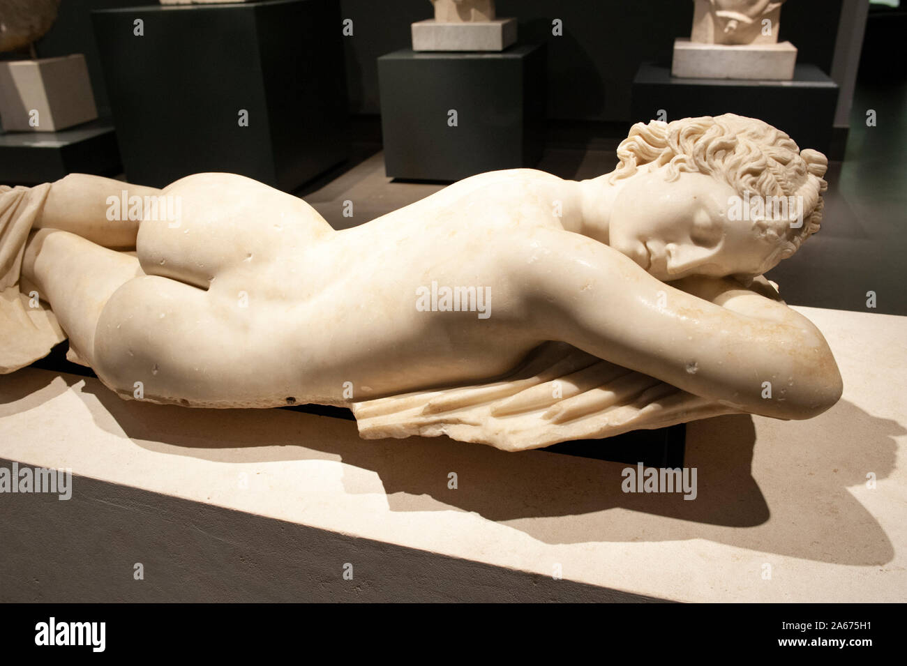 Italia, Roma, Palazzo massimo alle Terme, Museo Nazionale Romano, Museo Nazionale Romano, scultura romana ermafrodita (II secolo d.C.) Foto Stock