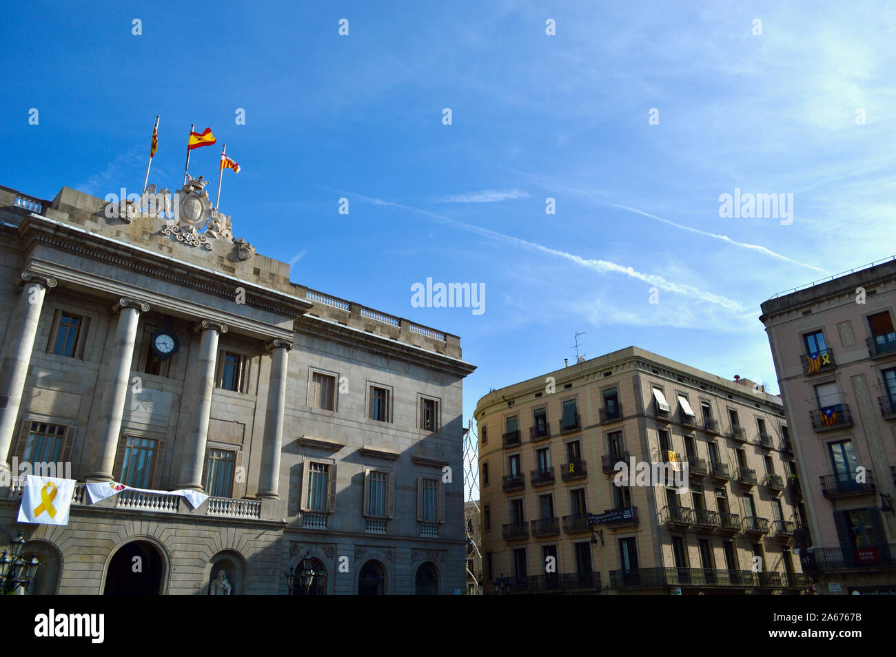 Il Municipio a Placa de Sant Jaume a Barcellona, Spagna Foto Stock