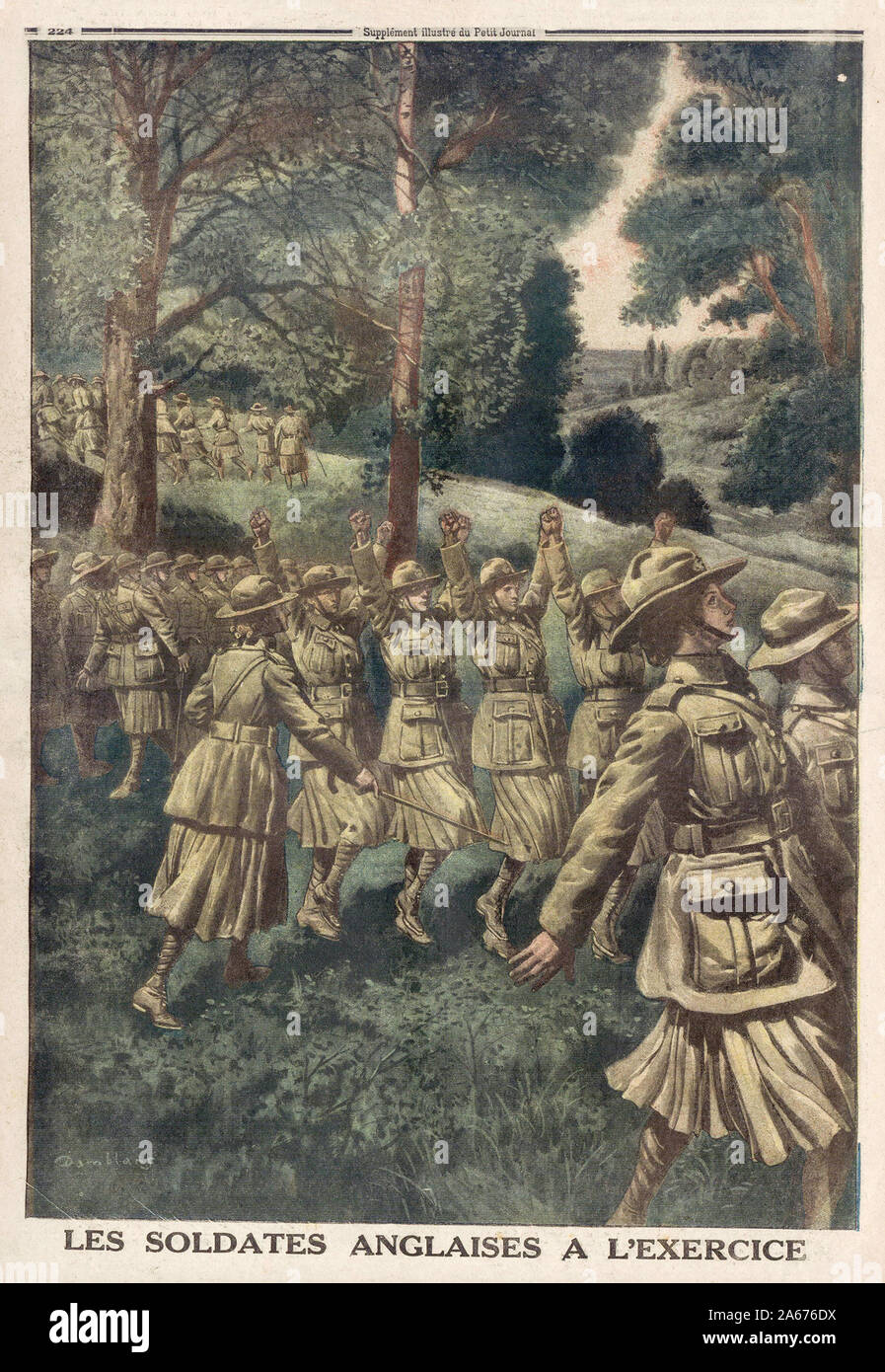 Les soldates anglaises à l'exercice - Inglese donne soldato all esercizio fisico - Le Petit Journal' Francese giornale illustrato - Coperchio del Foto Stock