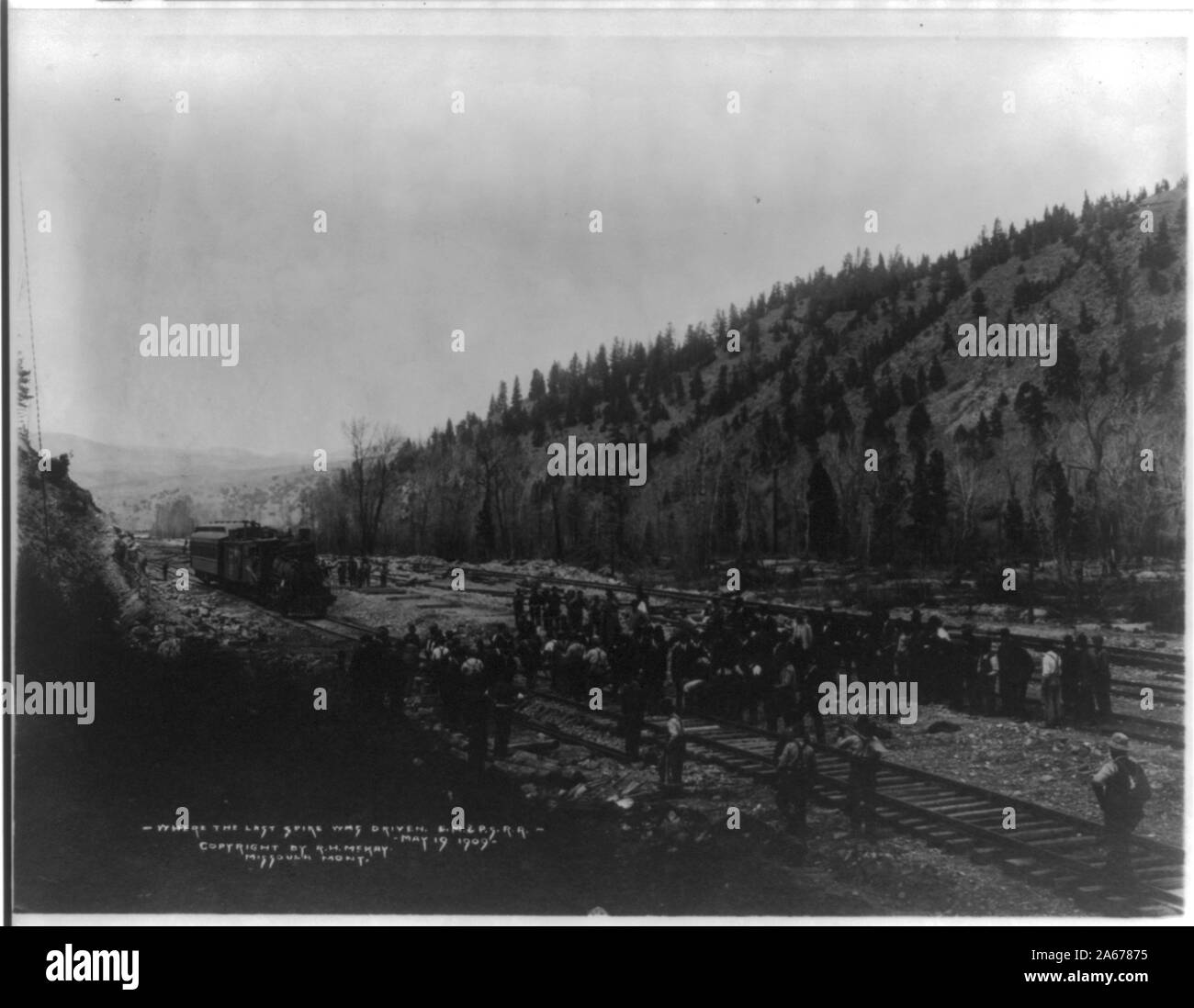 Nel caso in cui l'ultimo spike era azionato, C.M. & P.S.R.R. - 19 Maggio 1909 Foto Stock