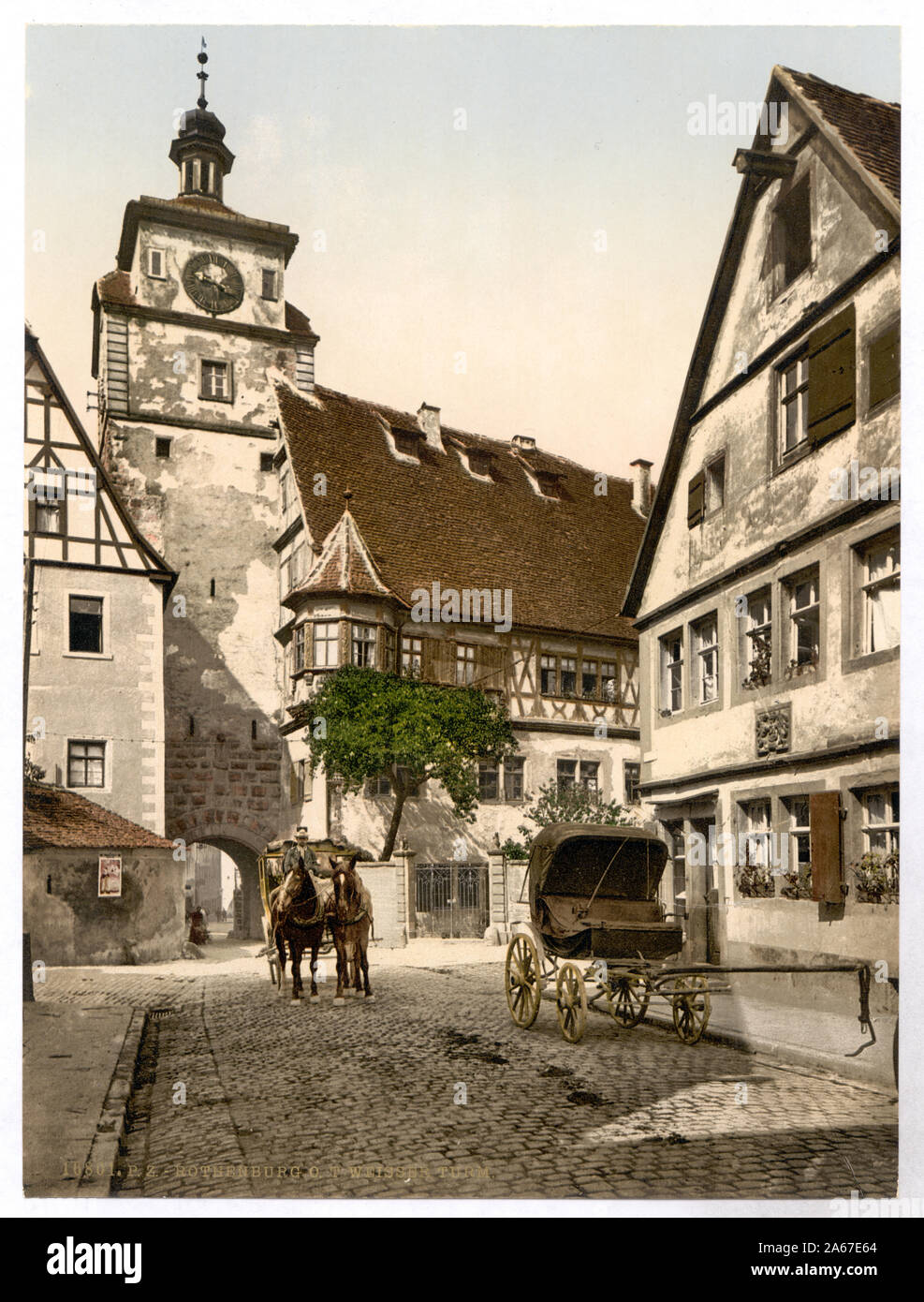 Torre Bianca (ossia Weisser Turm), Rothenburg (cioè ob der Tauber), Baviera, Germania; titolo dalla Detroit Publishing Co., catalogo J-sezione estera. Detroit, Michigan. : Detroit Photographic Company, 1905.; fa parte di: Viste della Germania nella stampa Photochrom collection.; stampa n. 16801.; Foto Stock