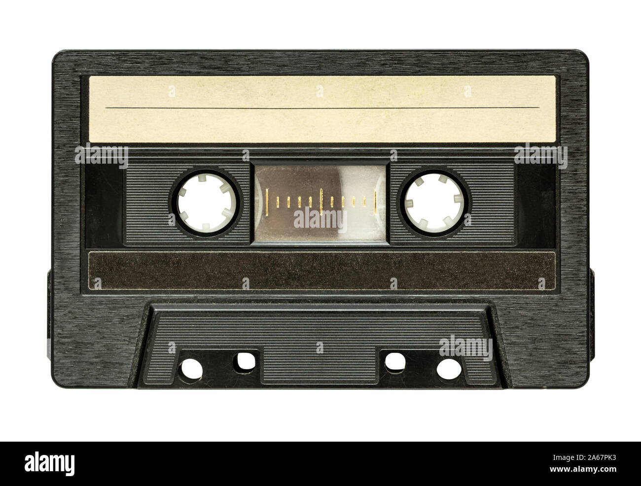 Nero cassetta audio isolati su sfondo bianco Foto Stock
