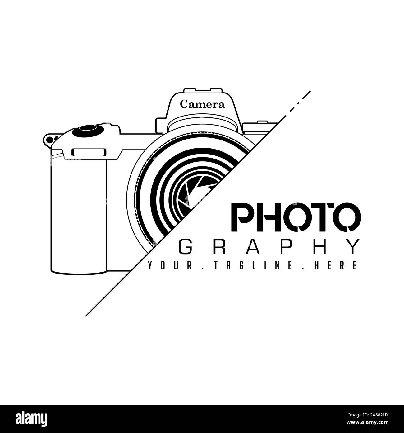 Fotocamera reflex linea Fotografia Arte icona Logo design vettoriali Foto Stock