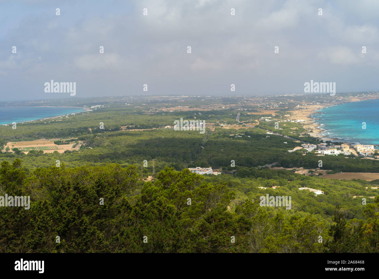 Più piccola parte di Formentera, come si vede da el Mirador, Formentera Foto Stock