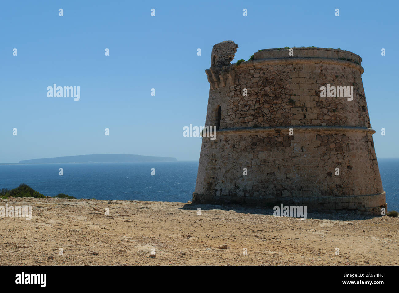 Antica torre di difesa: Torre de Sa Punta Prima, Formentera Foto Stock