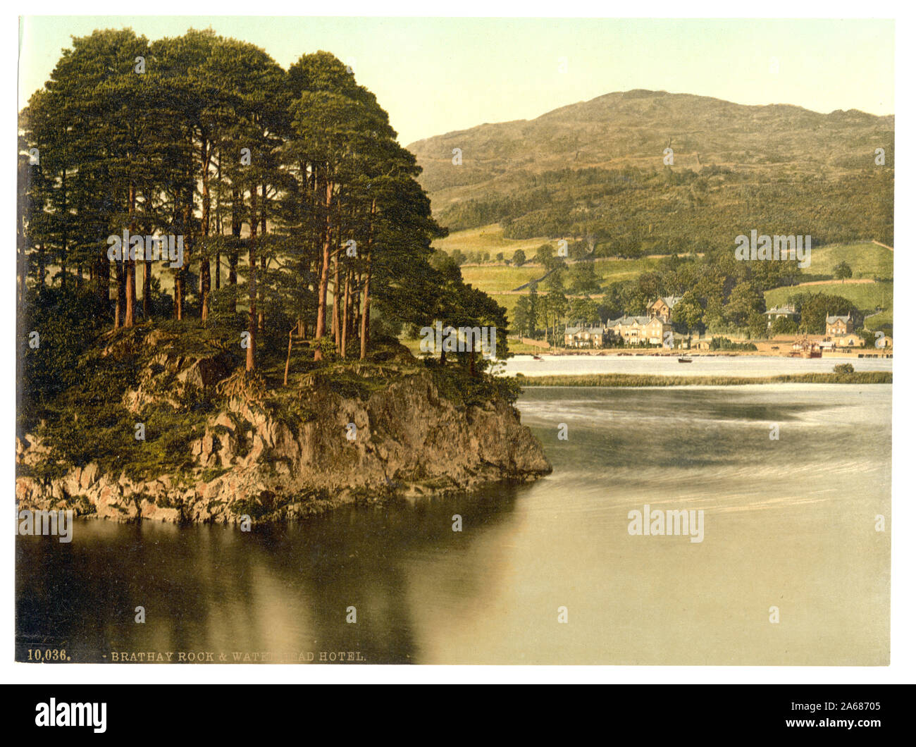 Windermere, Brathay Rock e Waterhead Hotel, Lake District, Inghilterra; fa parte di: Viste delle isole britanniche, nella stampa Photochrom collection.; stampa n. 10036.; titolo dalla Detroit Publishing Co., catalogo J-sezione estera, Detroit, Michigan. : Detroit Publishing Company, 1905.; Foto Stock