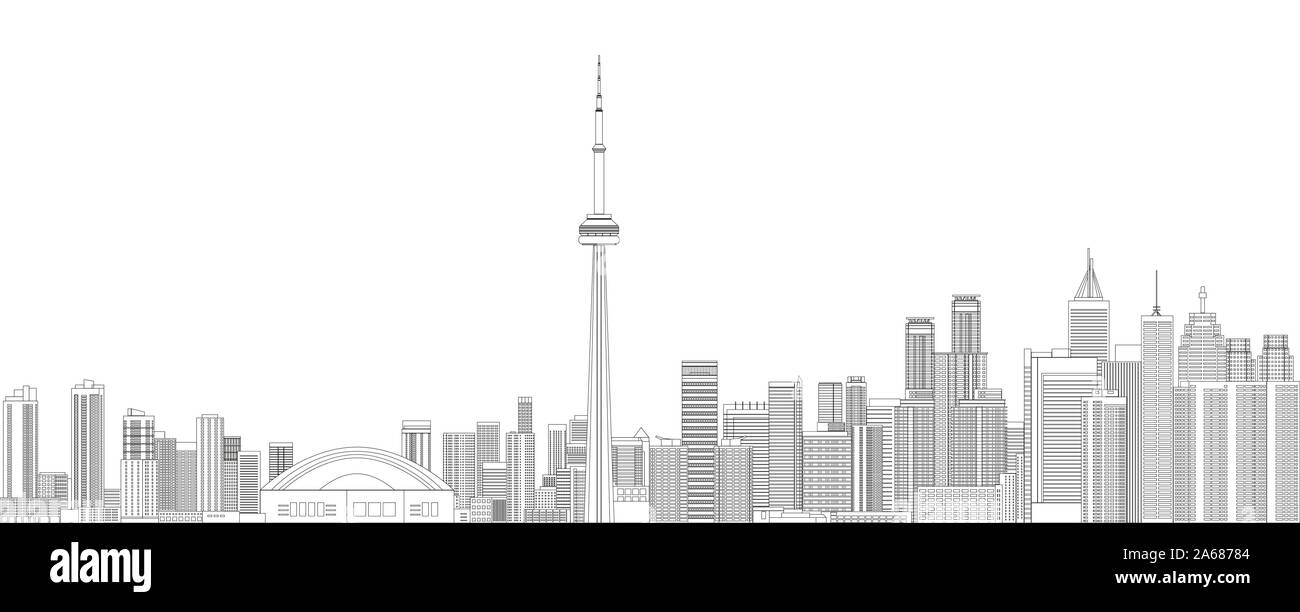 Toronto cityscape line art style dettagliata illustrazione vettoriale Illustrazione Vettoriale
