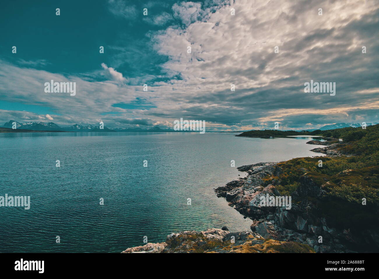 Senja, isole Lofoten in Norvegia Foto Stock