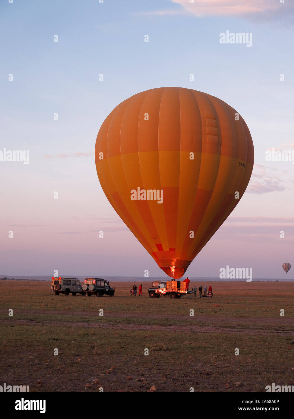I palloni ad aria calda, il Masai Mara, Kenya, Settembre 2019 Foto Stock