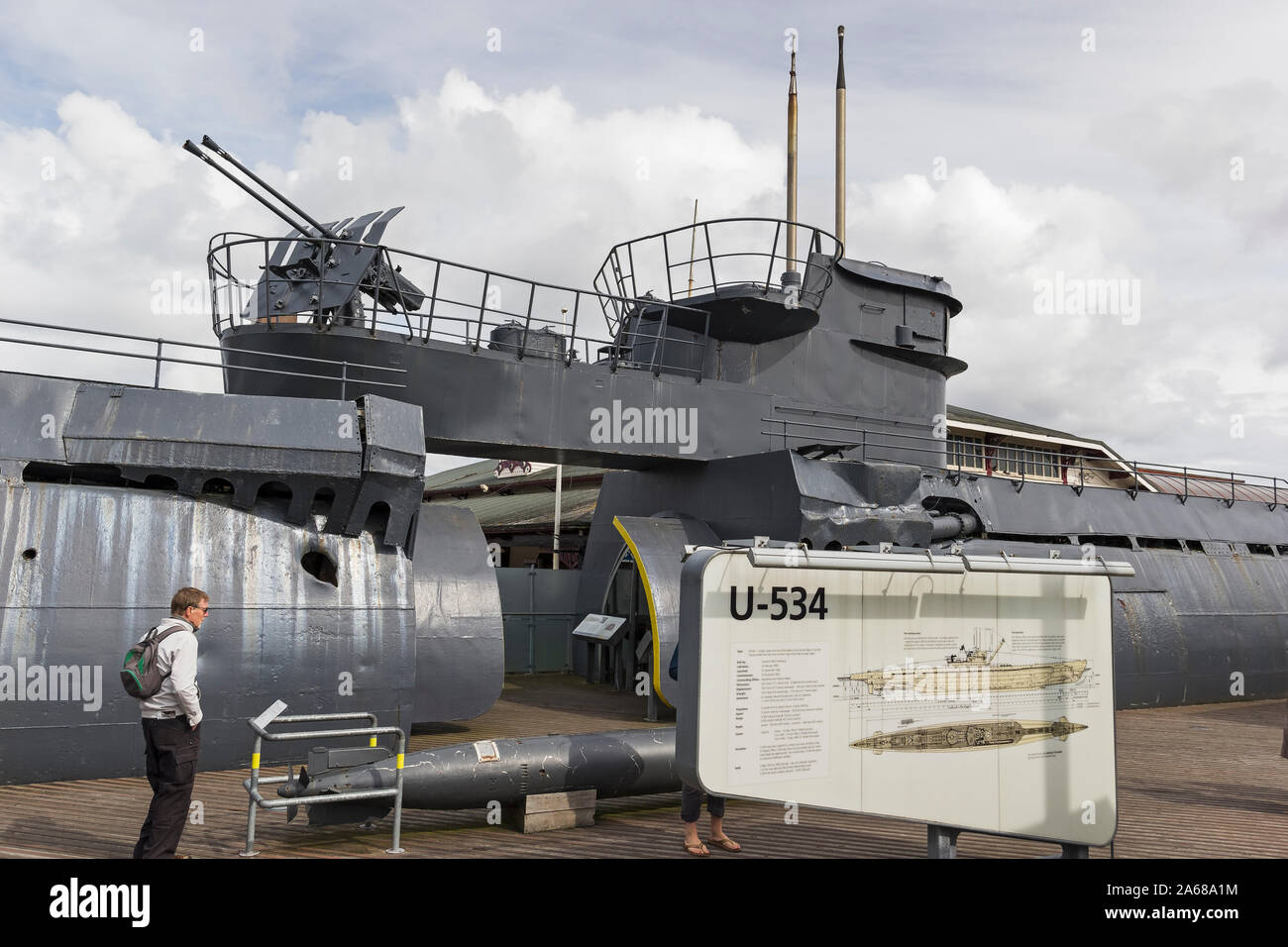Barca U U-534 all'U Boat Museum, Liverpool, Regno Unito Foto Stock