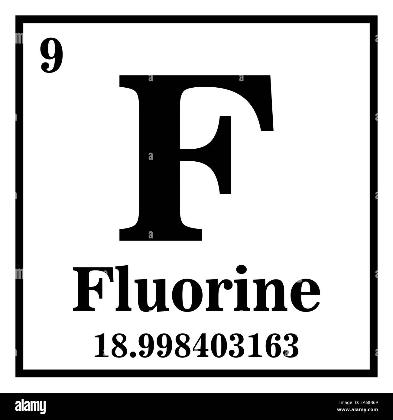 Fluoro Tabella Periodica degli Elementi illustrazione vettoriale EPS 10. Illustrazione Vettoriale