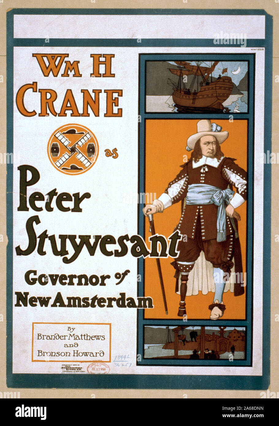 Wm. H. Gru come Peter Stuyvesant, governatore di New Amsterdam da Brander Matthews & Bronson Howard. Foto Stock