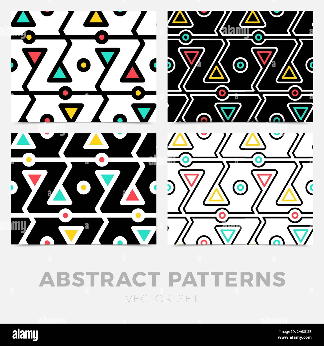 Raccolta di strisce di seamless dei motivi geometrici. Progettazione digitale Illustrazione Vettoriale