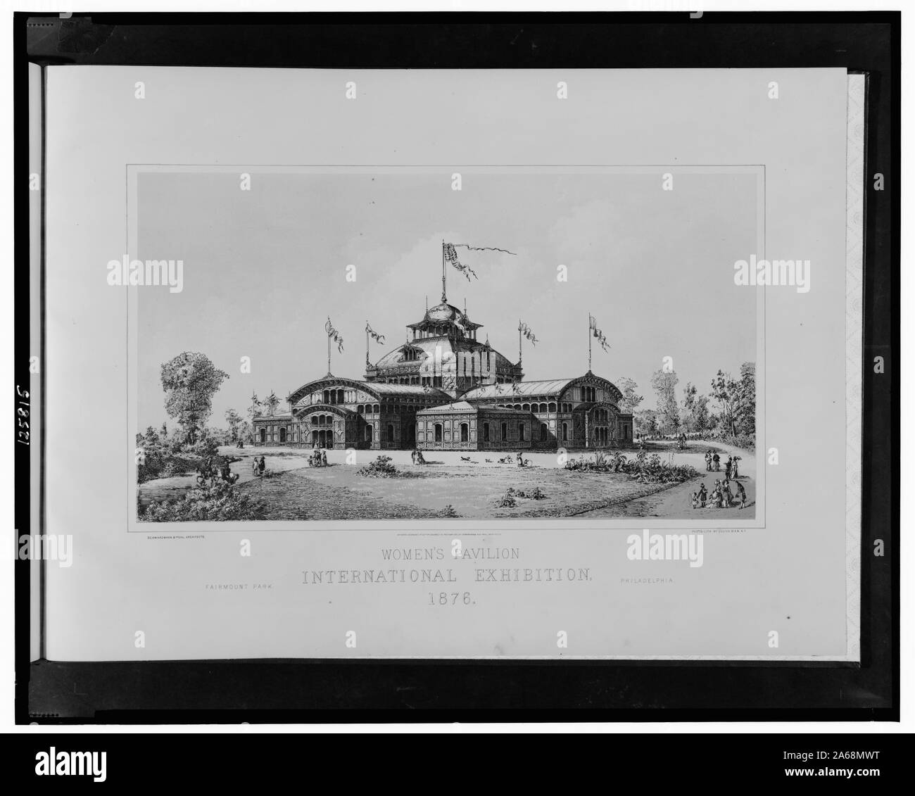 Le donne del padiglione, Fiera Internazionale, 1876--Fairmont Park, Philadelphia / Schwarzmann & Pohl, architetti; foto-lith. da Julius Bien, N.Y. Foto Stock