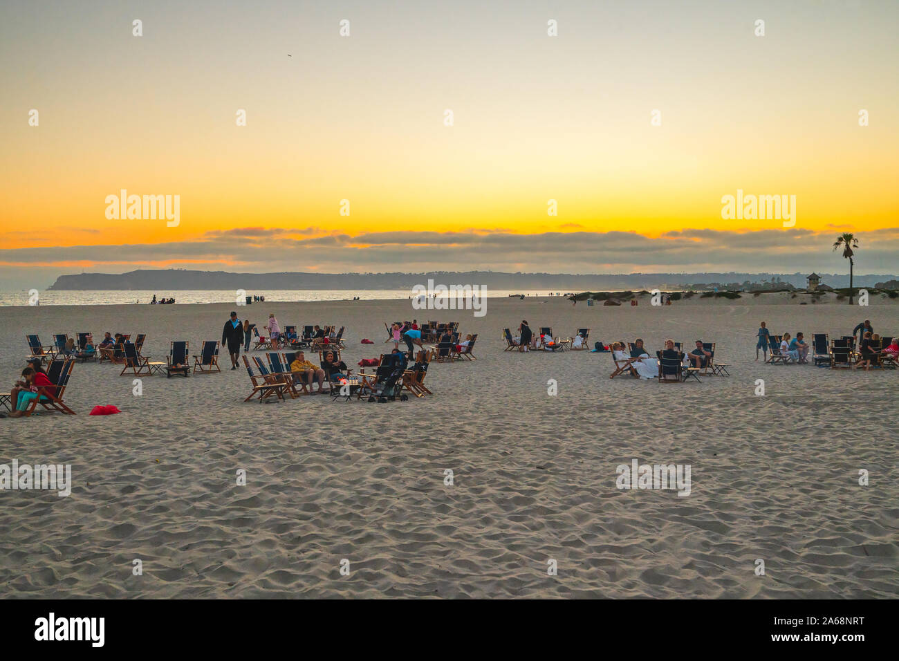 San Diego, California/USA - Agosto 13, 2019 Coronado Beach al tramonto. San Diego, costa californiana Foto Stock