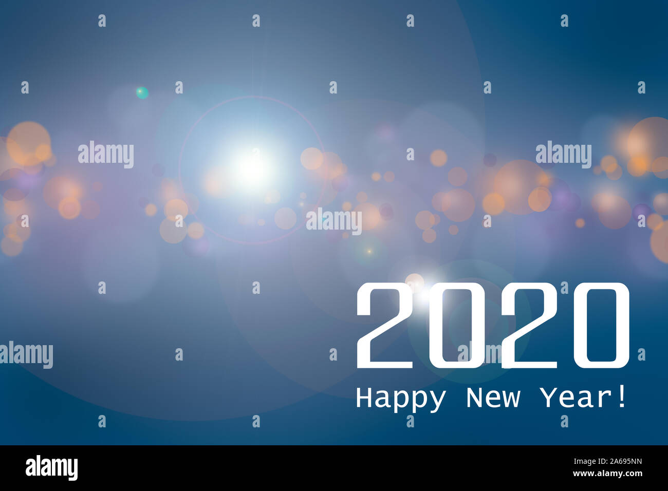 Felice anno nuovo 2020 e bokeh di luci per il nuovo anno banner, poster Foto Stock