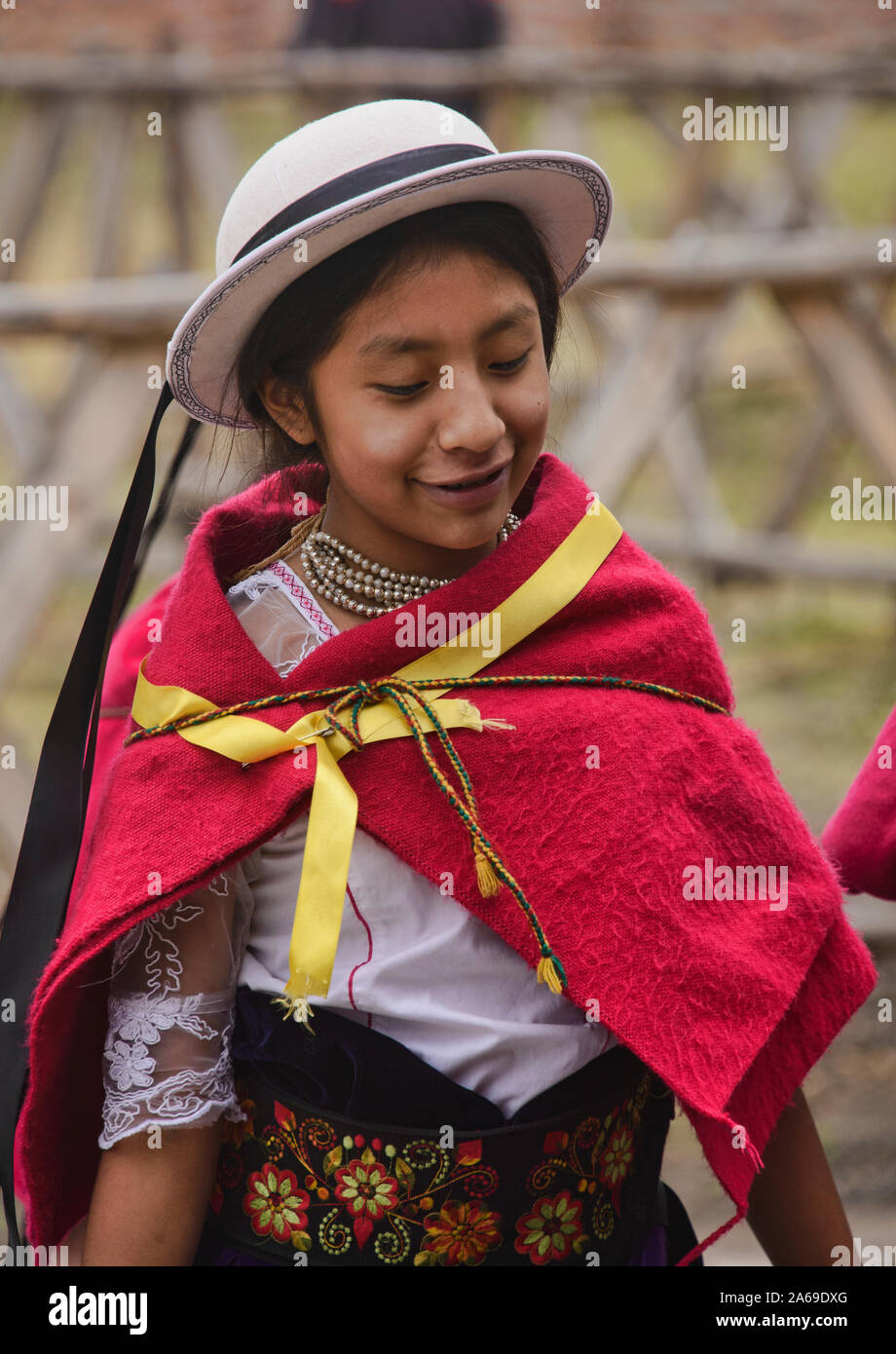Ritratto di un indigeno highlander, Urbina, Ecuador Foto Stock