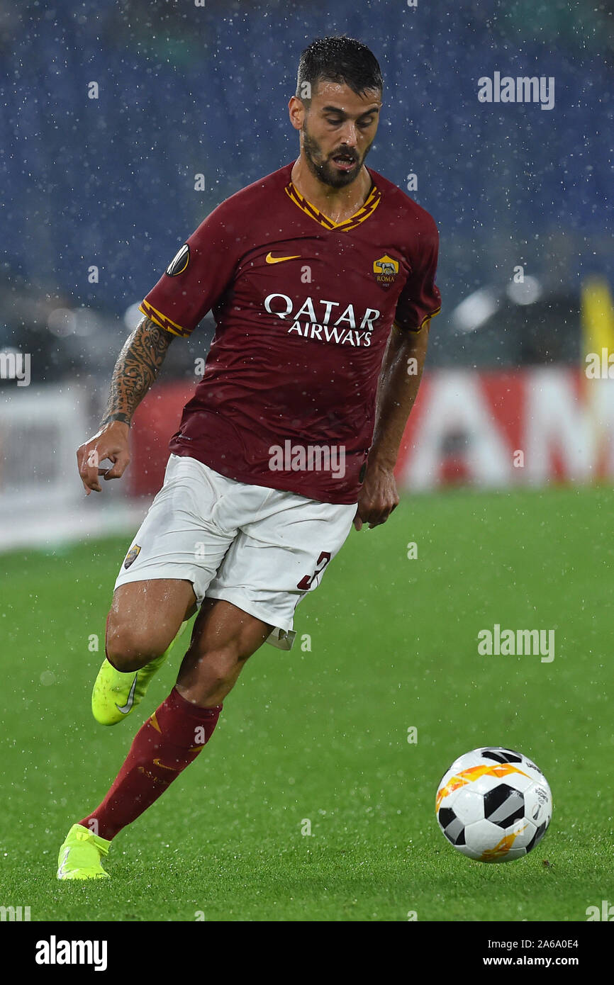 Roma, Italia. 25 ott 2019. Europa League terzo turno Roma v Borussia Monchengladbach. Stadio Olimpico di Roma (Italia), Ottobre 24th, 2019 Leonardo Spinazzola Credit: Indipendente Agenzia fotografica/Alamy Live News Foto Stock