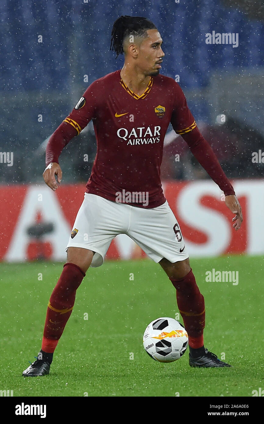 Roma, Italia. 25 ott 2019. Europa League terzo turno Roma v Borussia Monchengladbach. Stadio Olimpico di Roma (Italia), Ottobre 24th, 2019 Chris Smalling Credit: Indipendente Agenzia fotografica/Alamy Live News Foto Stock