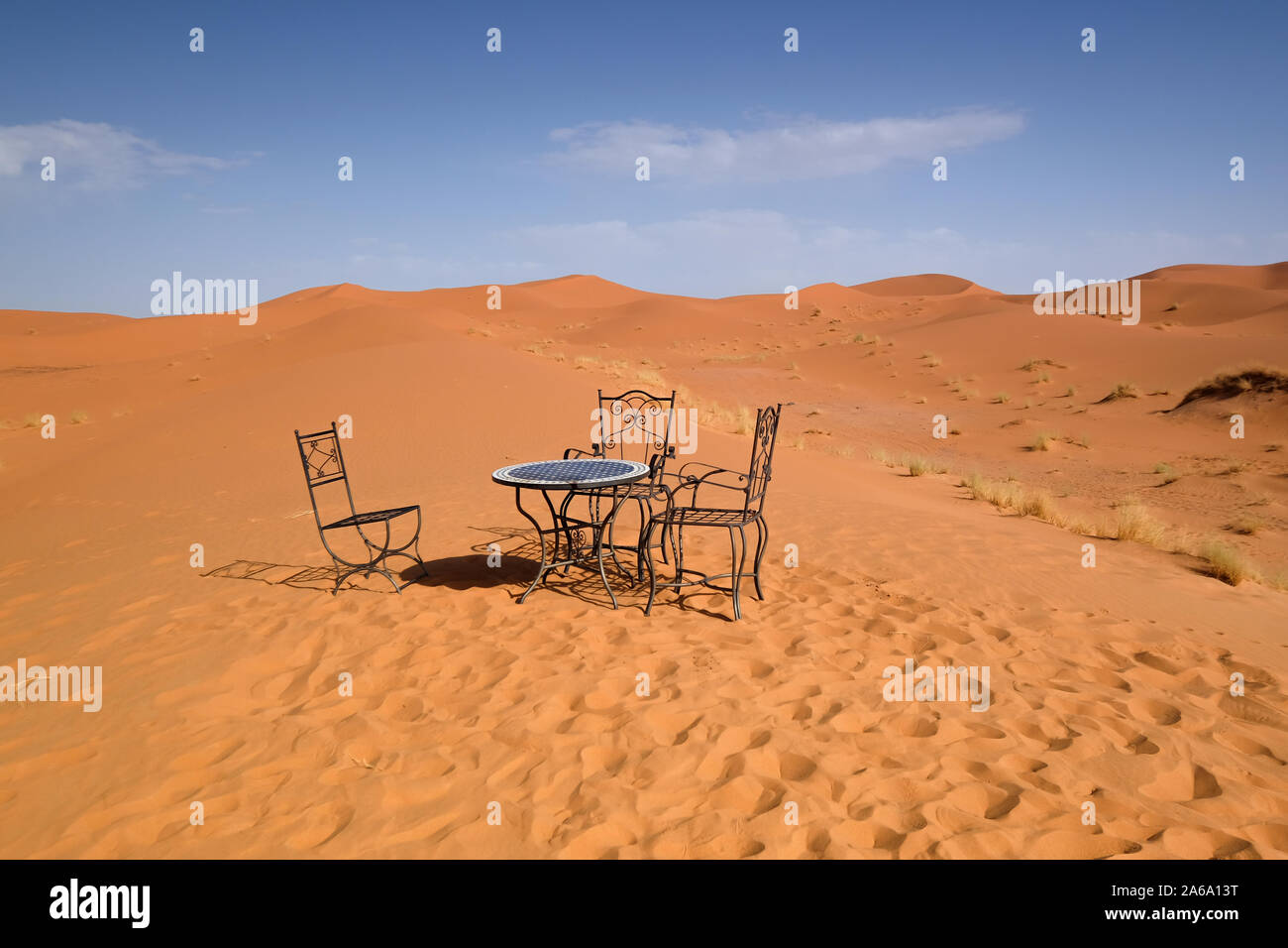 Un luogo silenzioso - Duna Erg Chebbi, Marocco Foto Stock