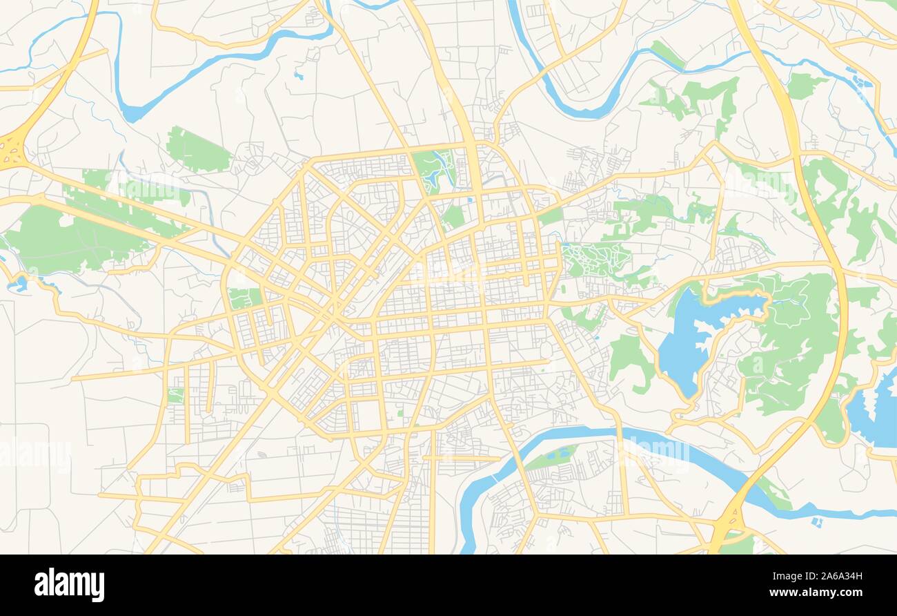 Versione stampabile cartina stradale di Chiayi, Taiwan. Mappa modello per uso aziendale. Illustrazione Vettoriale